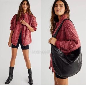 Free People Red Puffer Jacket in Cherry Juice Faded Red